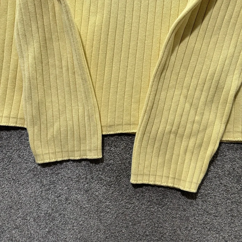 J Crew Pullover‎ Sweater Men XL Yellow Ribbed V Neck Long Sleeve Heavy Cotton